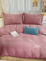Afișați detaliile pentru Lenjerie de pat roz cu 2 fețe de pernă din Microfibra, model brodat , Casa New Fashion Imagine de Lenjerie de pat roz cu 2 fețe de pernă din Microfibra, model brodat , Casa New Fashion