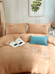 Afișați detaliile pentru Lenjerie de pat portocaliu deschis cu 2 fețe de pernă din Microfibra, model brodat , Casa New Fashion Imagine de Lenjerie de pat portocaliu deschis cu 2 fețe de pernă din Microfibra, model brodat , Casa New Fashion