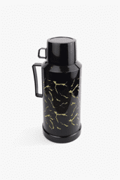 Afișați detaliile pentru Termos ceai 1L, interior sticlă, negru cu model marmură aurie, cu pahar Imagine de Termos ceai 1L, interior sticlă, negru cu model marmură aurie, cu pahar