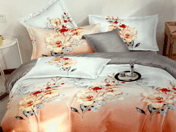 Afișați detaliile pentru Lenjerie de pat cu 4 fețe de pernă, combinație de alb cu piersică, Casa New Fashion Imagine de Lenjerie de pat cu 4 fețe de pernă, combinație de alb cu piersică, Casa New Fashion