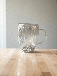 Show details for Double glass mug for coffee or tea, with 3D colorful pellets, 350 ml Balls Picture of Double glass mug for coffee or tea, with 3D colorful pellets, 350 ml Balls
