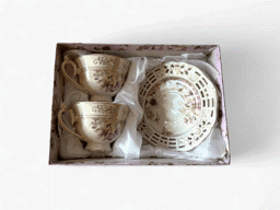 Show details for Set of 2 cups and 2 saucers  with pink royal design Malooki Luxury Collection Picture of Set of 2 cups and 2 saucers  with pink royal design Malooki Luxury Collection