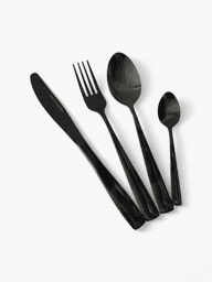 Afișați detaliile pentru Set de tacâmuri 24 piese din inox negru, Malooki - Luxury Collection Imagine de Set de tacâmuri 24 piese din inox negru, Malooki - Luxury Collection