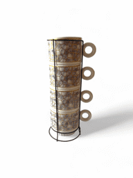 Show details for Set of 4 porcelain cups with metal stand, marble pattern, Malooki Luxury Collection Picture of Set of 4 porcelain cups with metal stand, marble pattern, Malooki Luxury Collection