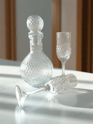 Afișați detaliile pentru Set 7 Piese, 6 pahare cu picior și sticlă pentru băuturi alcoolice Imagine de Set 7 Piese, 6 pahare cu picior și sticlă pentru băuturi alcoolice
