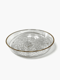 Afișați detaliile pentru Fructieră rotundă din plastic cu ornament auriu Imagine de Fructieră rotundă din plastic cu ornament auriu