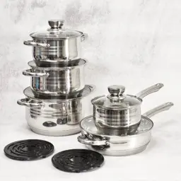 Afișați detaliile pentru Set de vase, 12 piese, din oțel inoxidabil Royalty Line, RL-1232 Imagine de Set de vase, 12 piese, din oțel inoxidabil Royalty Line, RL-1232