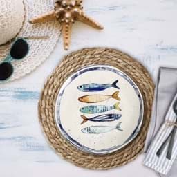 Afișați detaliile pentru Farfurie întinsă din ceramică, model Peixe cu peşti, 20 cm - La mediterranea Imagine de Farfurie întinsă din ceramică, model Peixe cu peşti, 20 cm - La mediterranea