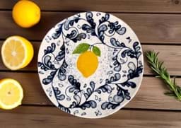 Afișați detaliile pentru Farfurie întinsă model Limoi, stil Capri cu lămâi, 26 cm - La Mediterranea Imagine de Farfurie întinsă model Limoi, stil Capri cu lămâi, 26 cm - La Mediterranea