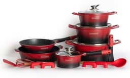 Show details for 17-Piece Cookware Set, Non-Stick Marble Coating with Lids, Red and Black Combination, Royalty Line – ES1014M Picture of 17-Piece Cookware Set, Non-Stick Marble Coating with Lids, Red and Black Combination, Royalty Line – ES1014M