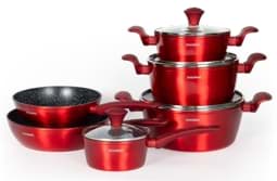 Show details for Cookware Set, 10 Pieces, Non-Stick Marble Coating, with Lids, Metallic Red Color, Royalty Line – FD10 Picture of Cookware Set, 10 Pieces, Non-Stick Marble Coating, with Lids, Metallic Red Color, Royalty Line – FD10