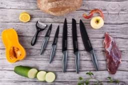 Afișați detaliile pentru Set cuțite bucătărie 5 piese Royalty Line – Înveliș antiaderent, design negru Imagine de Set cuțite bucătărie 5 piese Royalty Line – Înveliș antiaderent, design negru