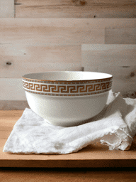 Show details for Elegant porcelain bowl with a pattern at the rim Picture of Elegant porcelain bowl with a pattern at the rim