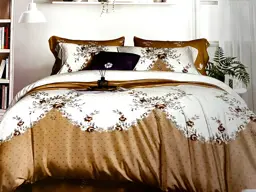 Afișați detaliile pentru Lenjerie de pat cu 4 fețe de pernă, combinație de alb cu maro, Casa New Fashion Imagine de Lenjerie de pat cu 4 fețe de pernă, combinație de alb cu maro, Casa New Fashion