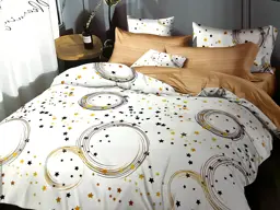 Afișați detaliile pentru Lenjerie de pat cu 4 fețe de pernă, combinație de alb cu maro deschis, Casa New Fashion Imagine de Lenjerie de pat cu 4 fețe de pernă, combinație de alb cu maro deschis, Casa New Fashion
