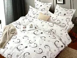 Afișați detaliile pentru Lenjerie de pat cu 4 fețe de pernă din Microfibra, combinație de alb cu flori negre, Casa New Fashion Imagine de Lenjerie de pat cu 4 fețe de pernă din Microfibra, combinație de alb cu flori negre, Casa New Fashion