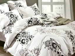 Afișați detaliile pentru Lenjerie de pat cu 4 fețe de pernă din Microfibra, combinație de alb cu negru, Casa New Fashion Imagine de Lenjerie de pat cu 4 fețe de pernă din Microfibra, combinație de alb cu negru, Casa New Fashion