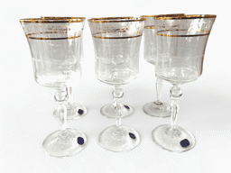 Afișați detaliile pentru Set de 6 pahare din cristal pentru vin cu decor auriu, Bohemia Grace 300ml Imagine de Set de 6 pahare din cristal pentru vin cu decor auriu, Bohemia Grace 300ml
