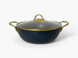 Afișați detaliile pentru Cratiță elegantă Kismet Elite din aluminiu, cu mânere aurii, combinație de verde și violet Imagine de Cratiță elegantă Kismet Elite din aluminiu, cu mânere aurii, combinație de verde și violet