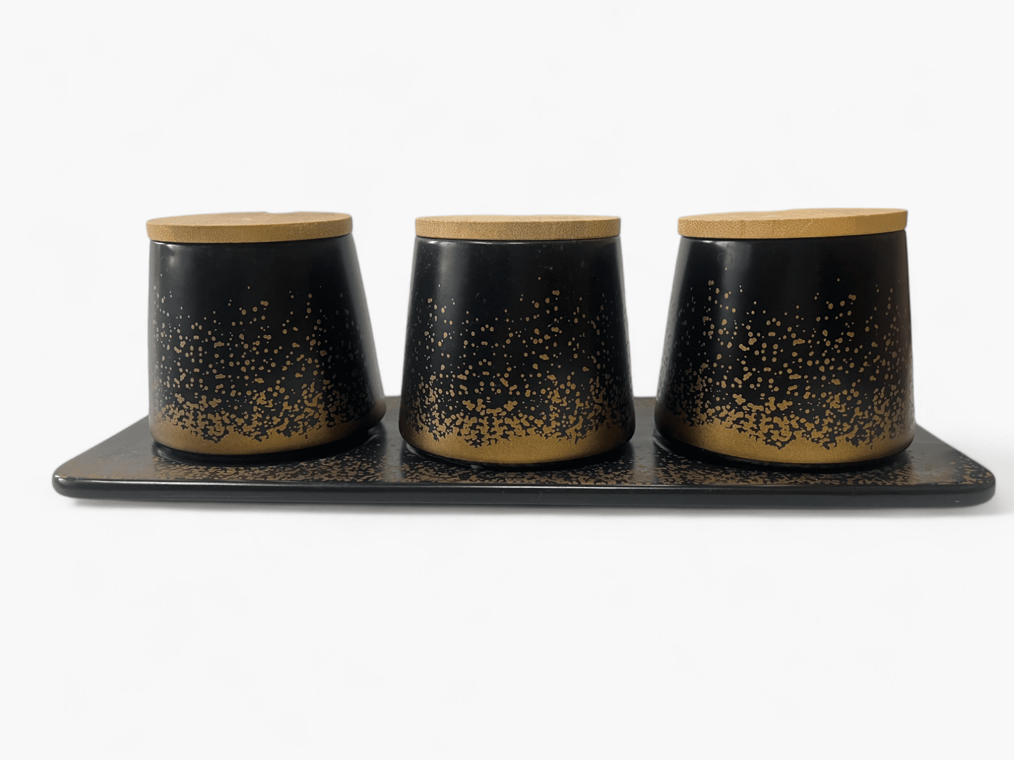 Picture of Set of 3 spice jars with bamboo lids, marble design – Malooki Luxury Collection