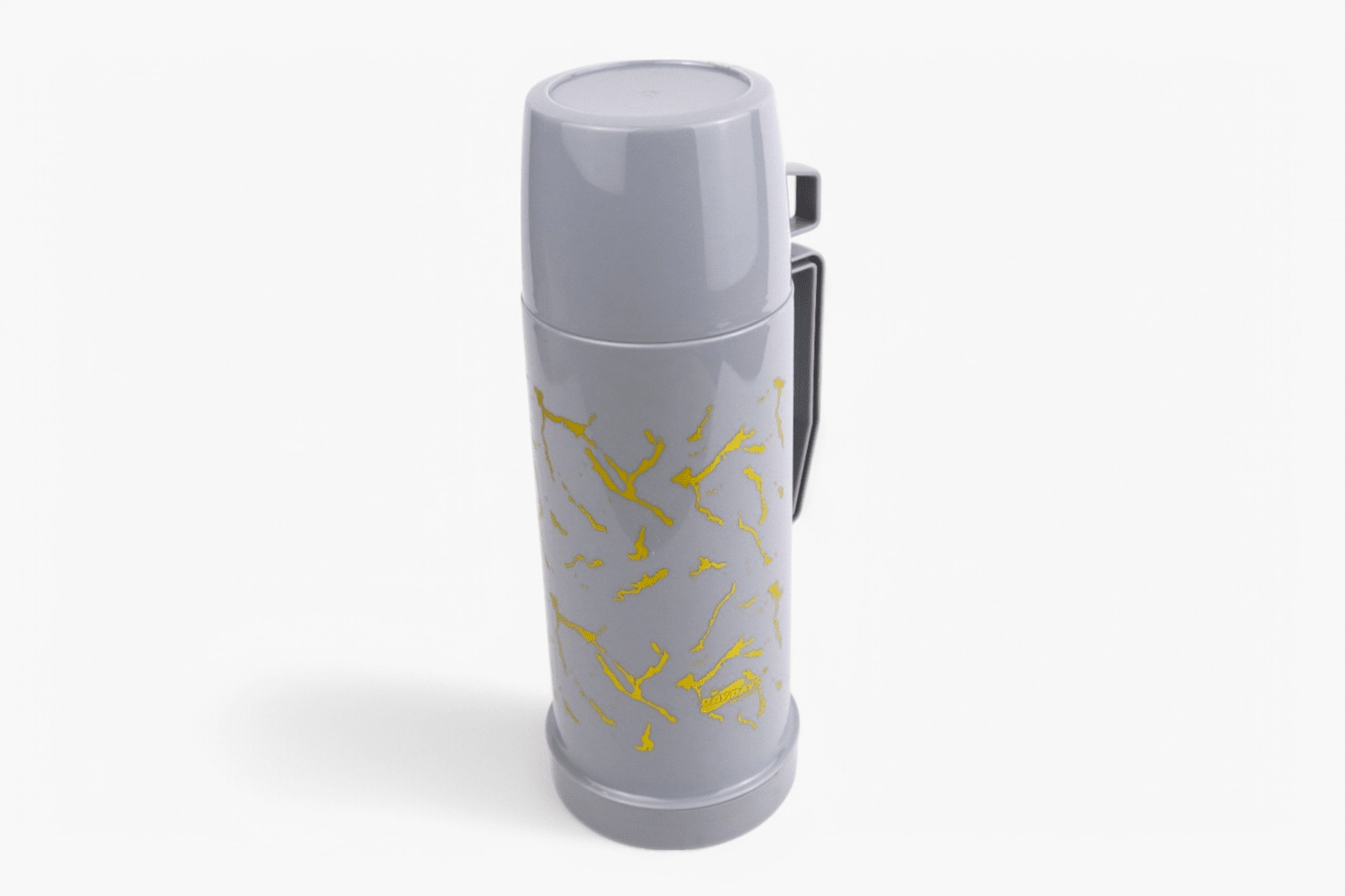 Picture of Tea thermos 1L with glass interior, gray with gold marble pattern, with cup