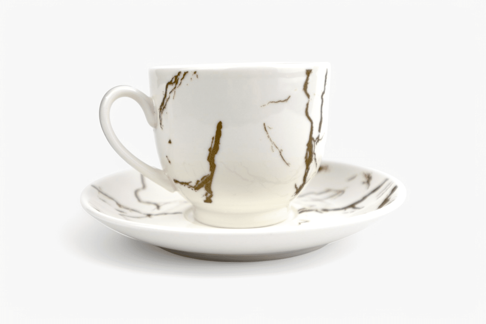 Picture of Set of 6 porcelain cups for coffee or tea, marble design, Malooki - Luxury Collection
