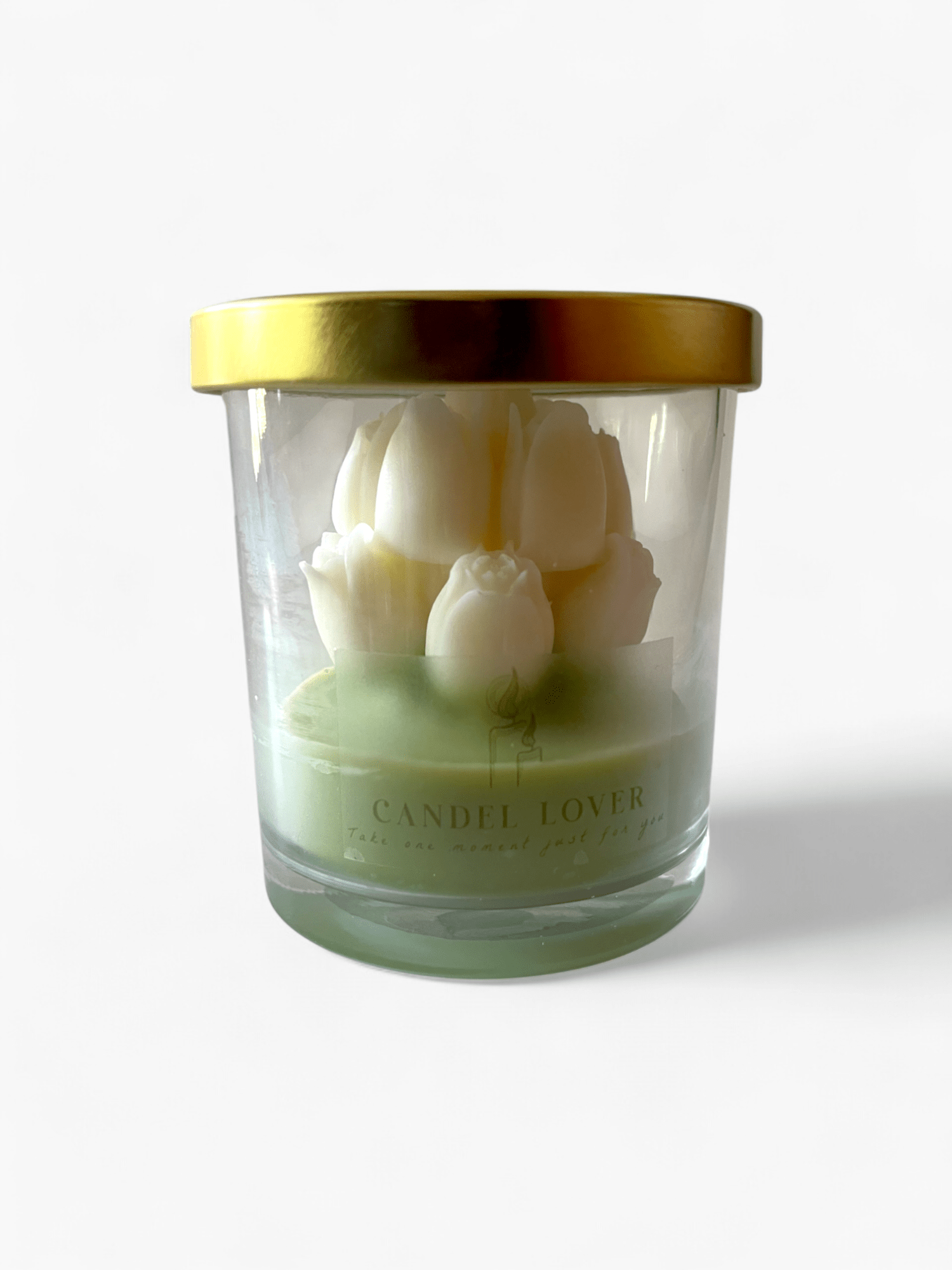 Picture of Scented Candle with 3D Tulips in Glass Jar with Lid