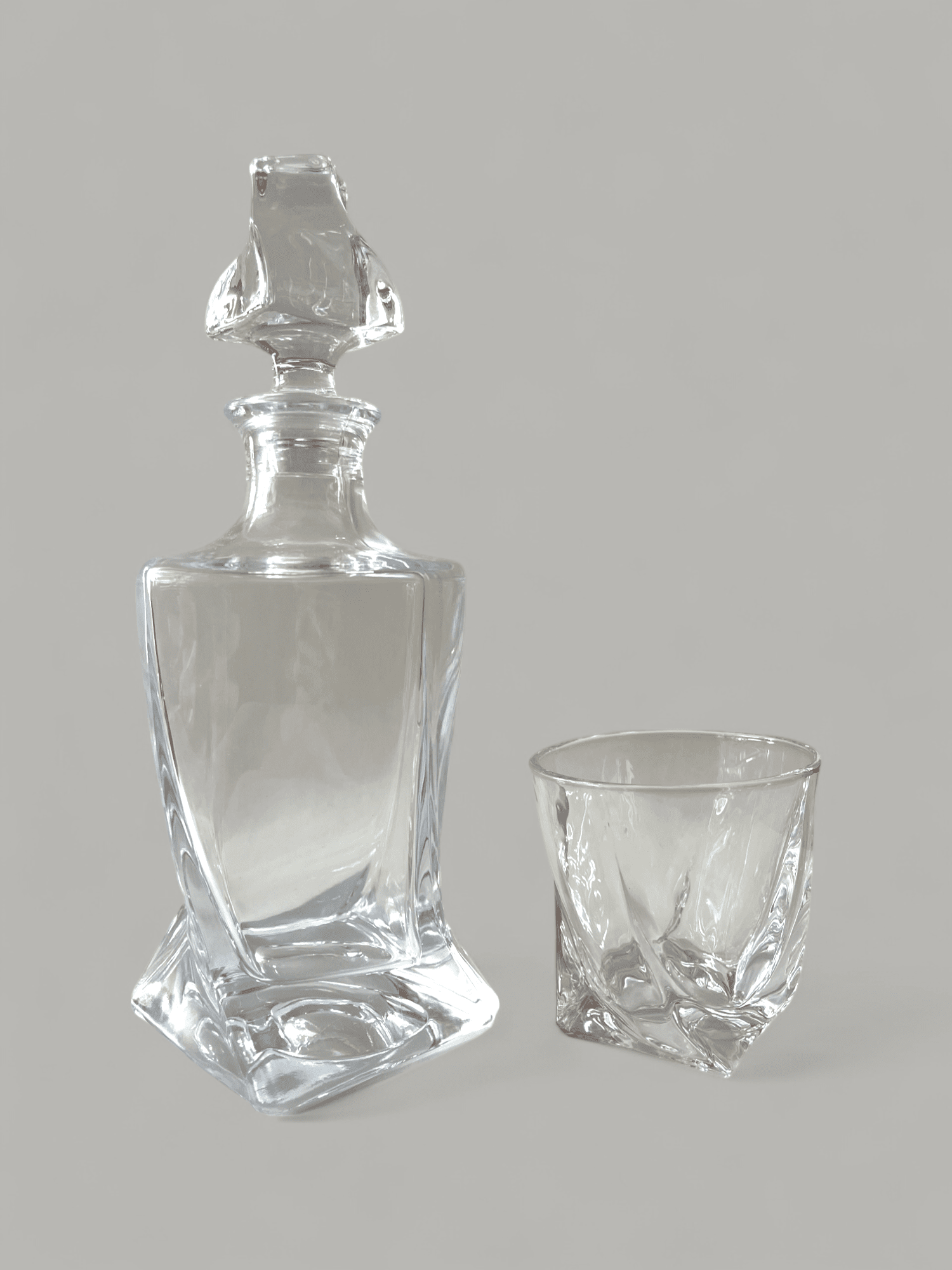 Imagine de Set 7 Piese cristal, 6 pahare și sticlă pentru băuturi alcoolice - Design Răsucit Elegant