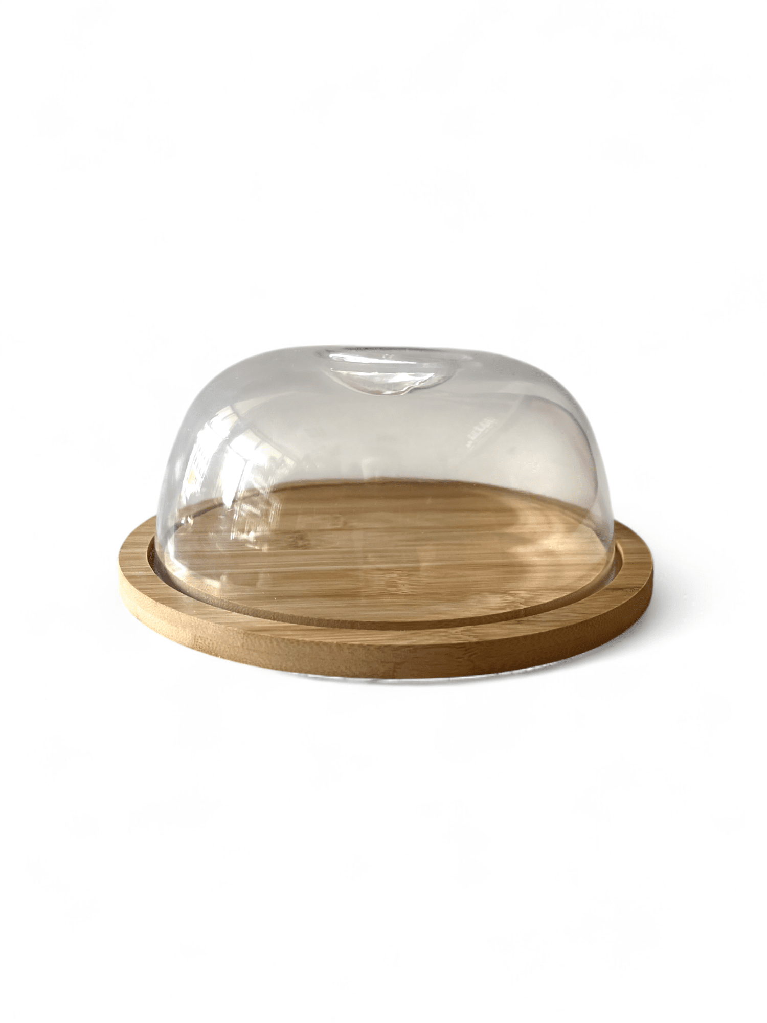 Imagine de Platou din bambus natural cu capac de plastic rezistent, diametrul 19 cm