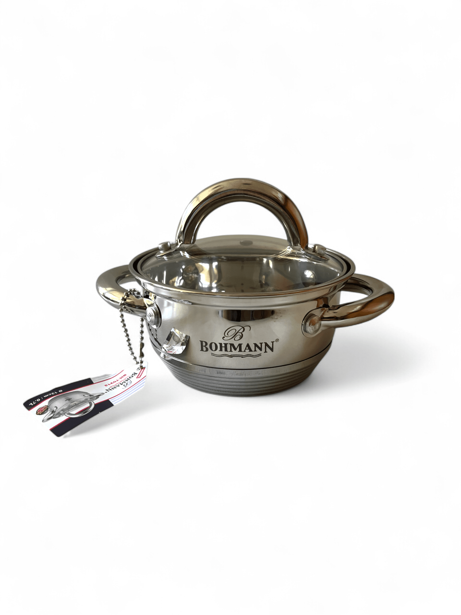 Imagine de Cratiță mică din inox Bohman 0,7L cu capac din sticlă, BH-70212