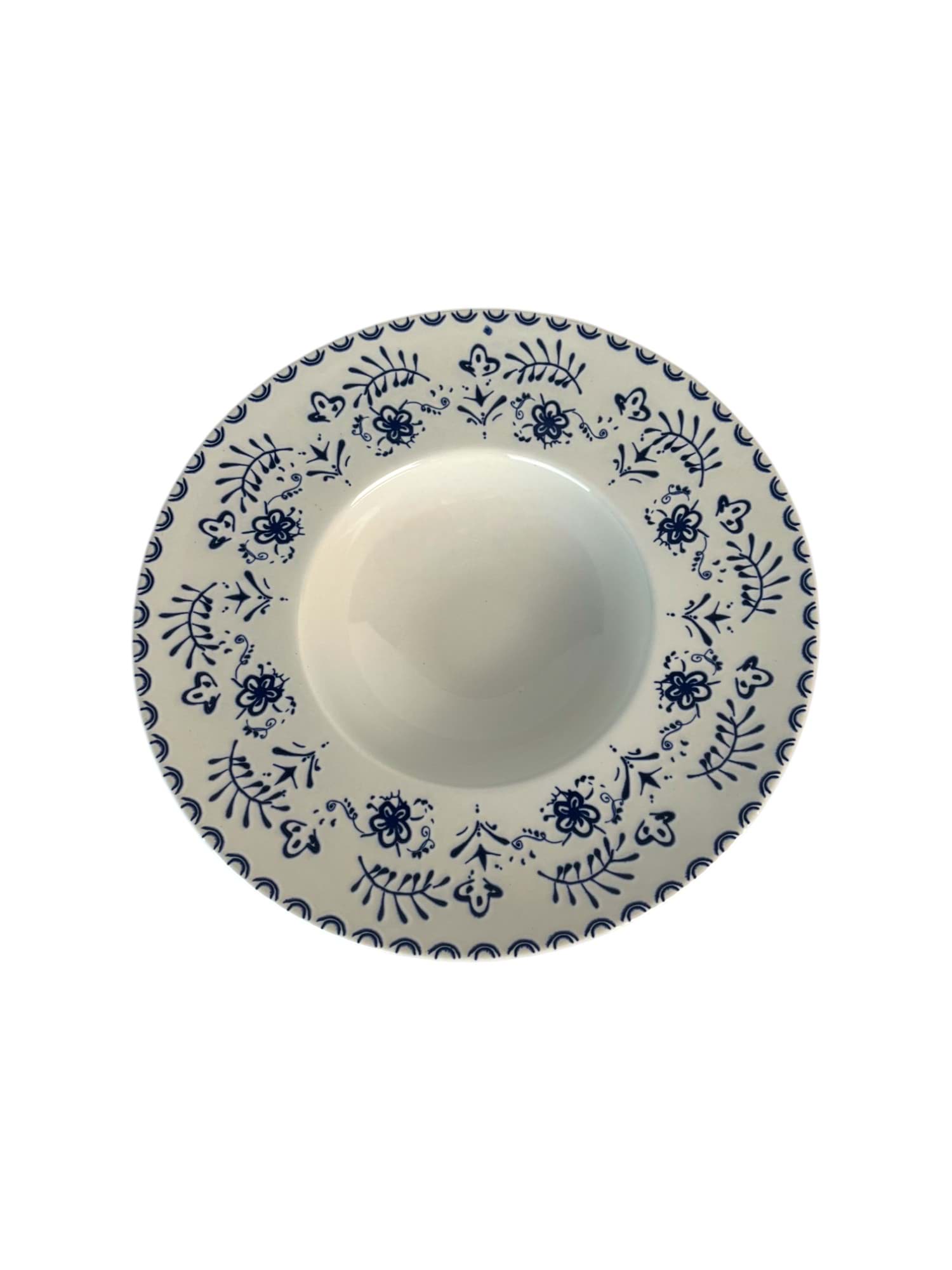 Picture of Deep plate for pasta, blue Greek pattern, 28 cm
