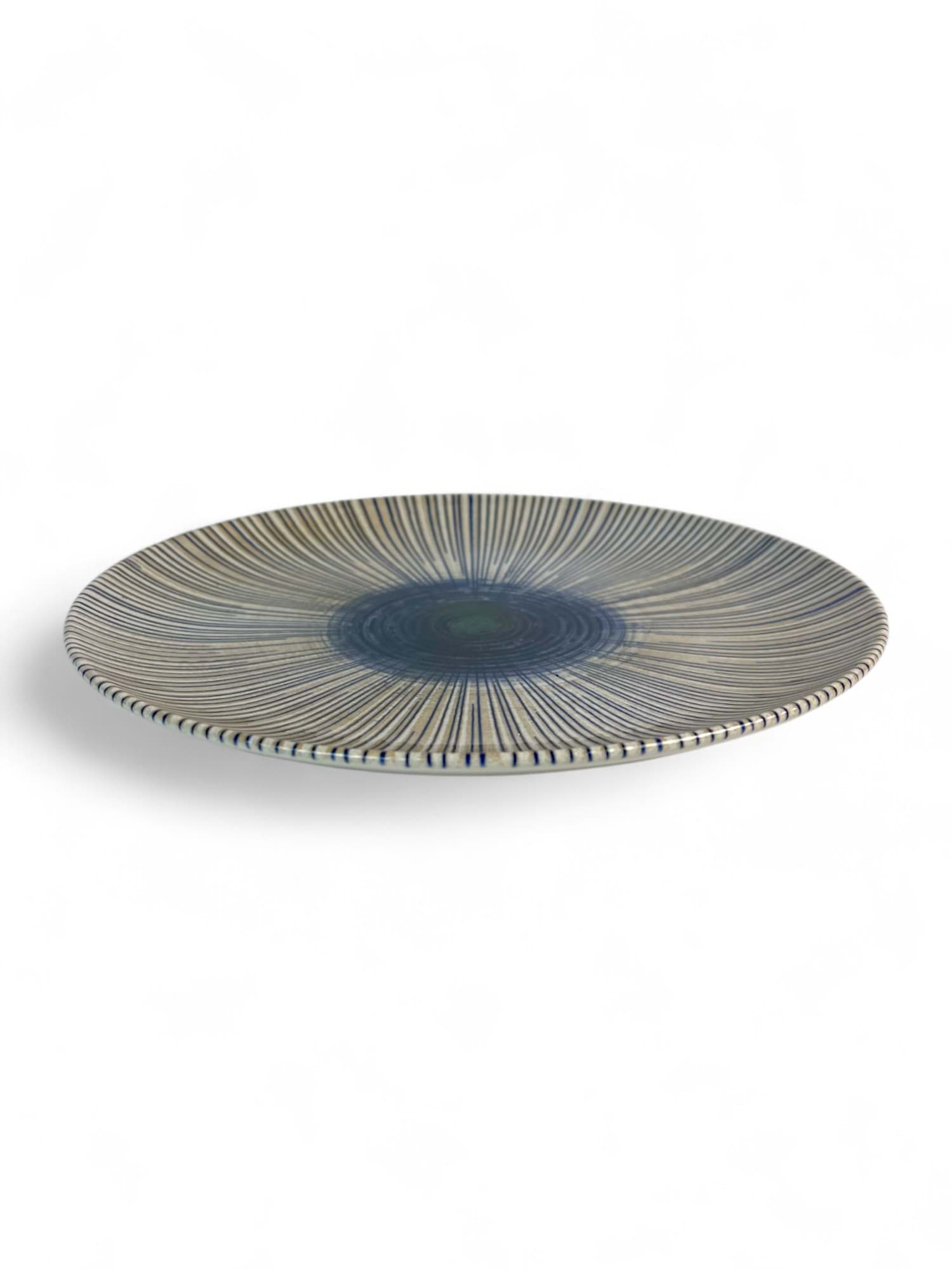Picture of Ceramic flat plate, fine blue stripe design, 26 cm