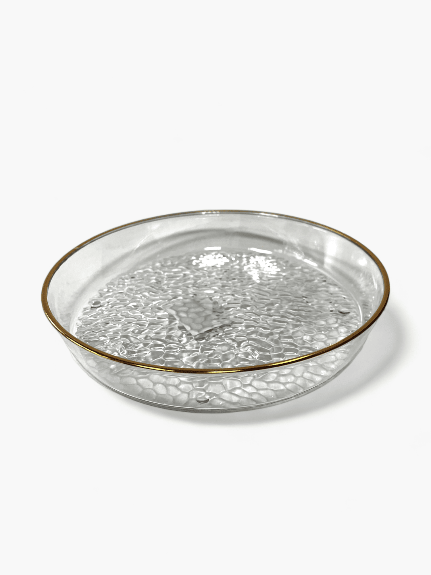 Picture of Round plastic fruit bowl with golden ornament
