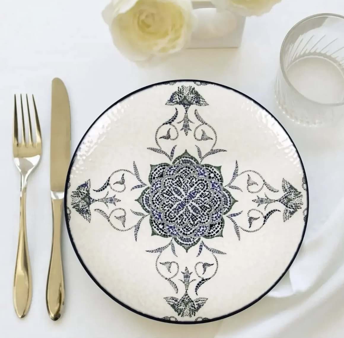 Imagine de Farfurie întinsă din ceramică, model Rosetta, 20 cm - La mediterranea