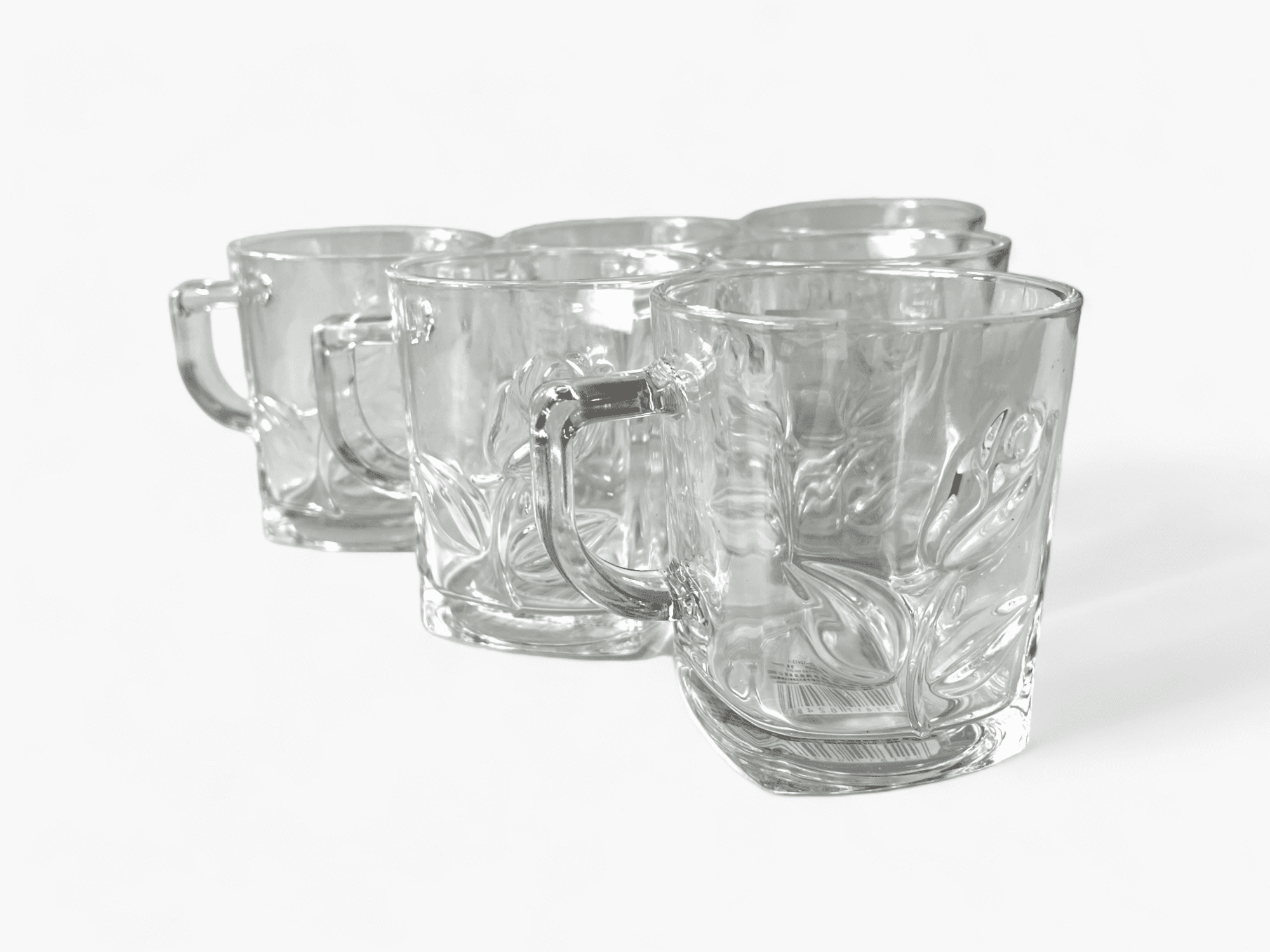 Imagine de Set de 6 pahare cu ureche din sticlă, model cu trandafir, 270ml