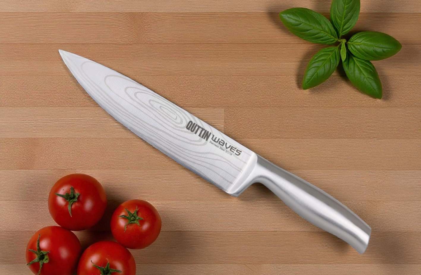 Imagine de Cuțit bucătar profesional 20 cm Quttin Waves, mâner turnat integral metalic