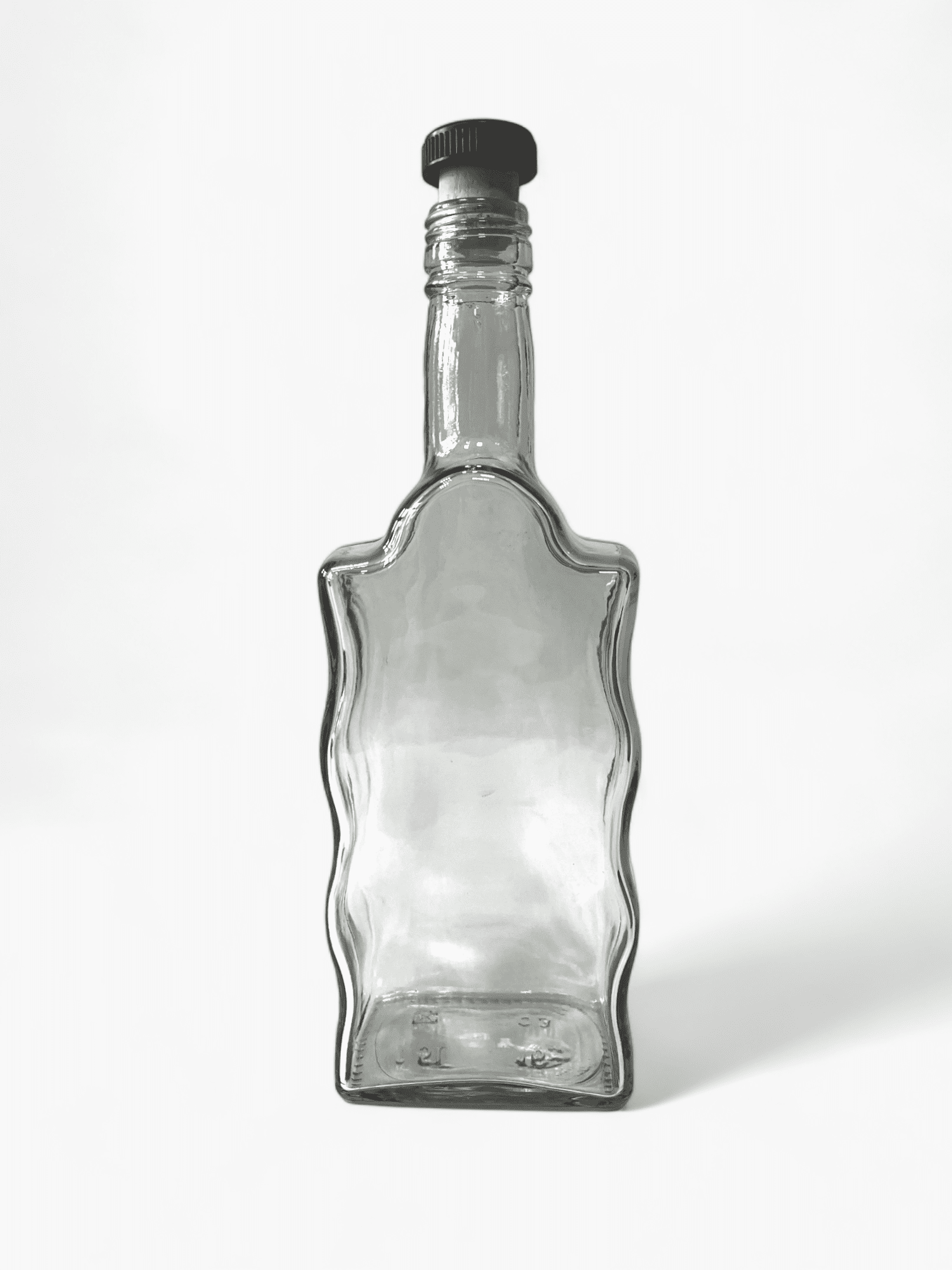 Imagine de Sticlă cu capac de plută pentru țuică, lichior sau vin, model cu valuri, 0.5L