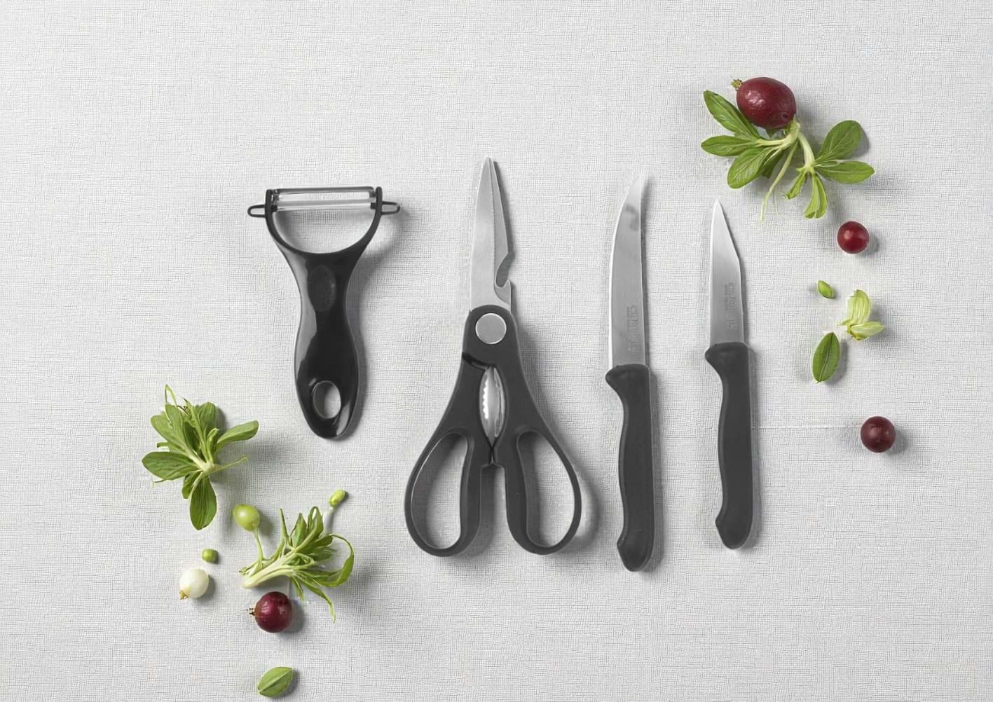 Imagine de Set 2 cuțite, foarfecă și curățător Cuyfor – set complet pentru bucătărie