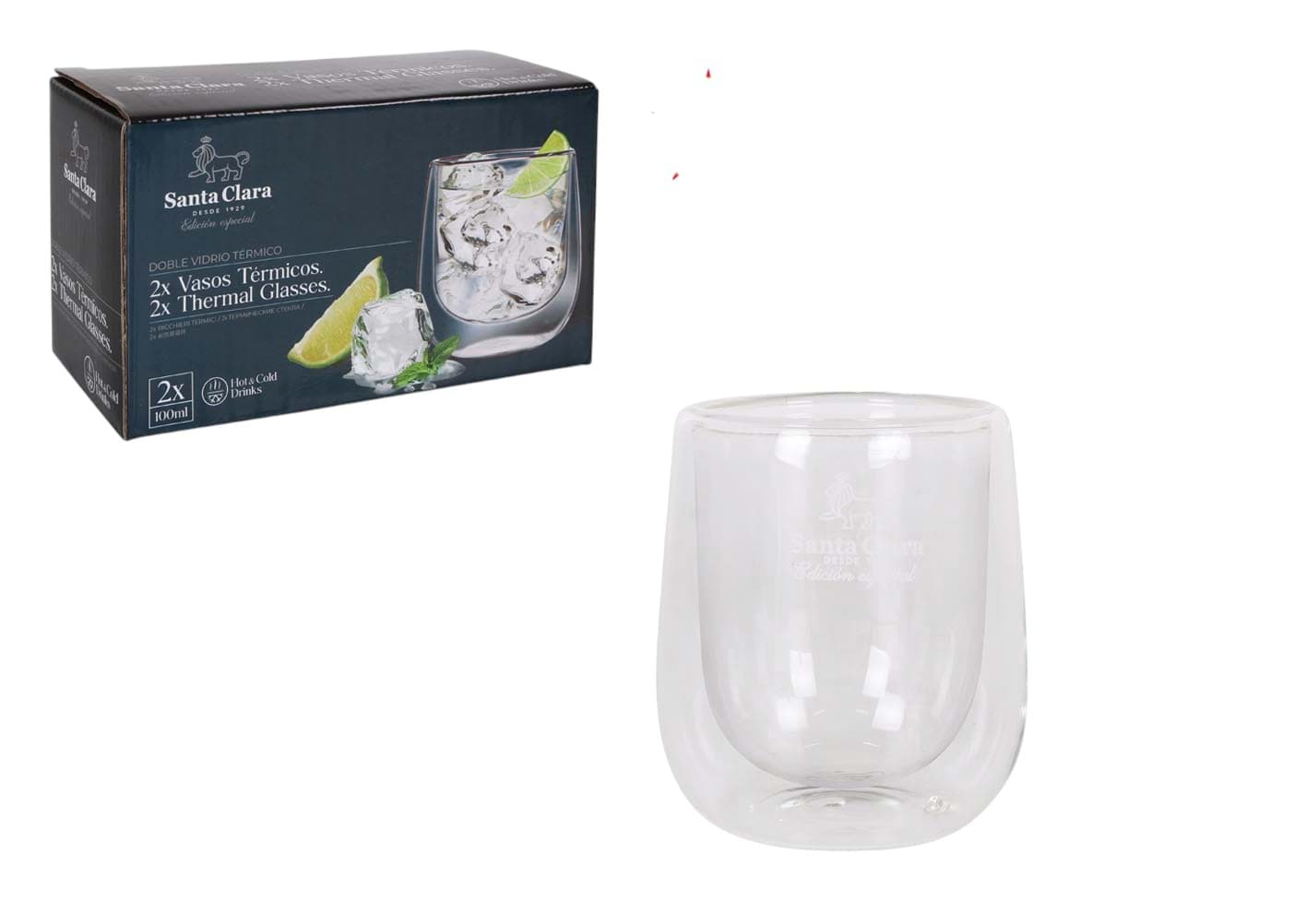 Imagine de Set 2 pahare termice din sticlă borosilicată 100 ml Santa Clara – ideale pentru ristretto și espresso