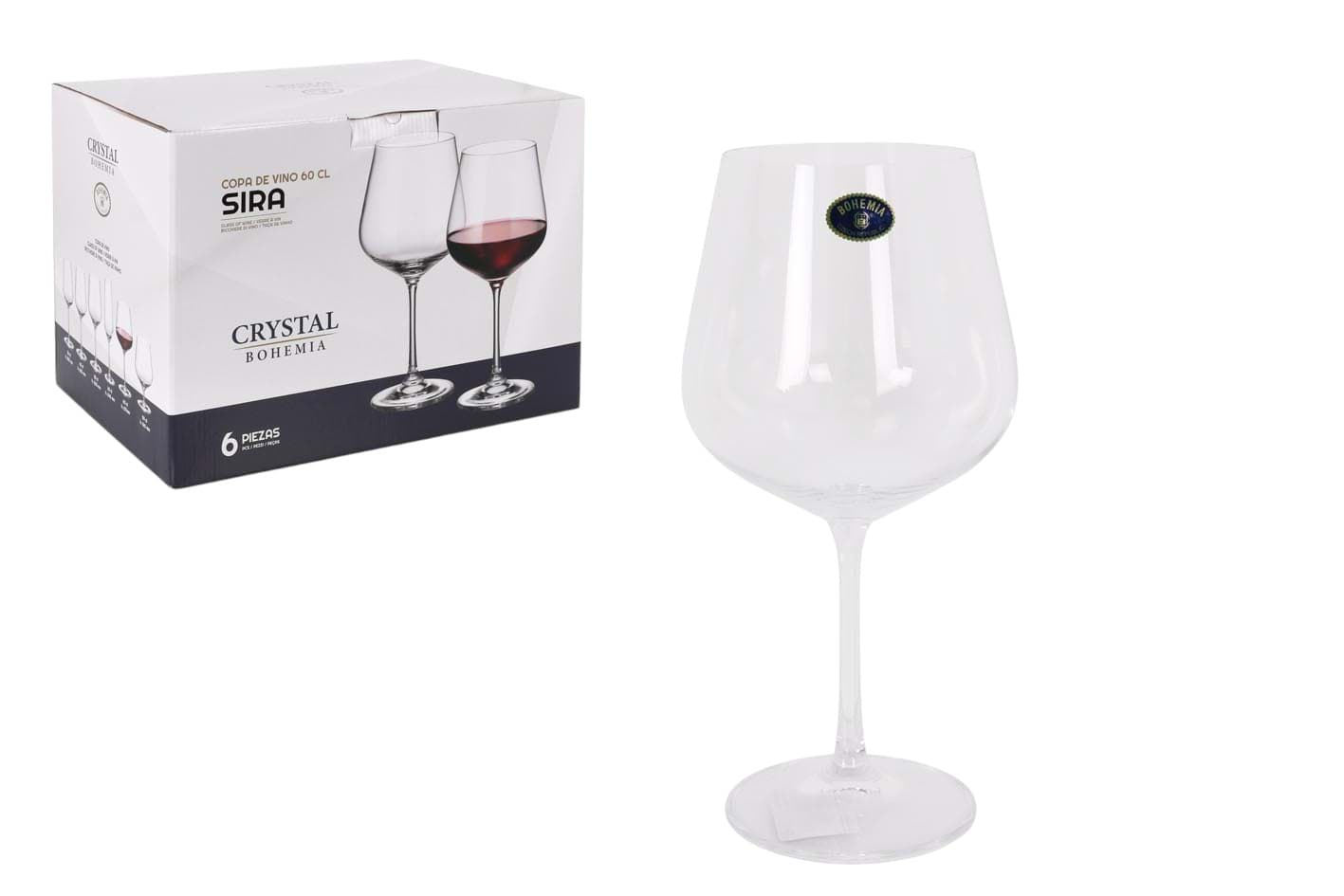 Imagine de Set pahare cristal Bohemia Sira 600 ml – Eleganță și stil pentru mesele festive