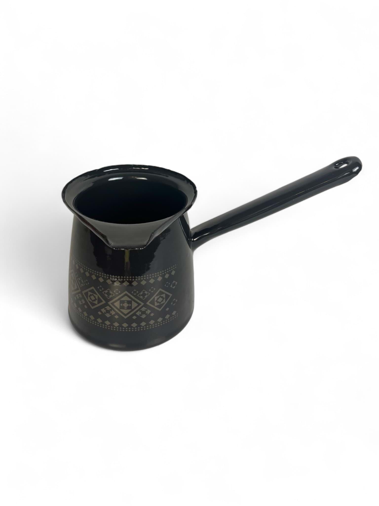 Imagine de Ibric bombat emailat 7cm, negru cu model auriu