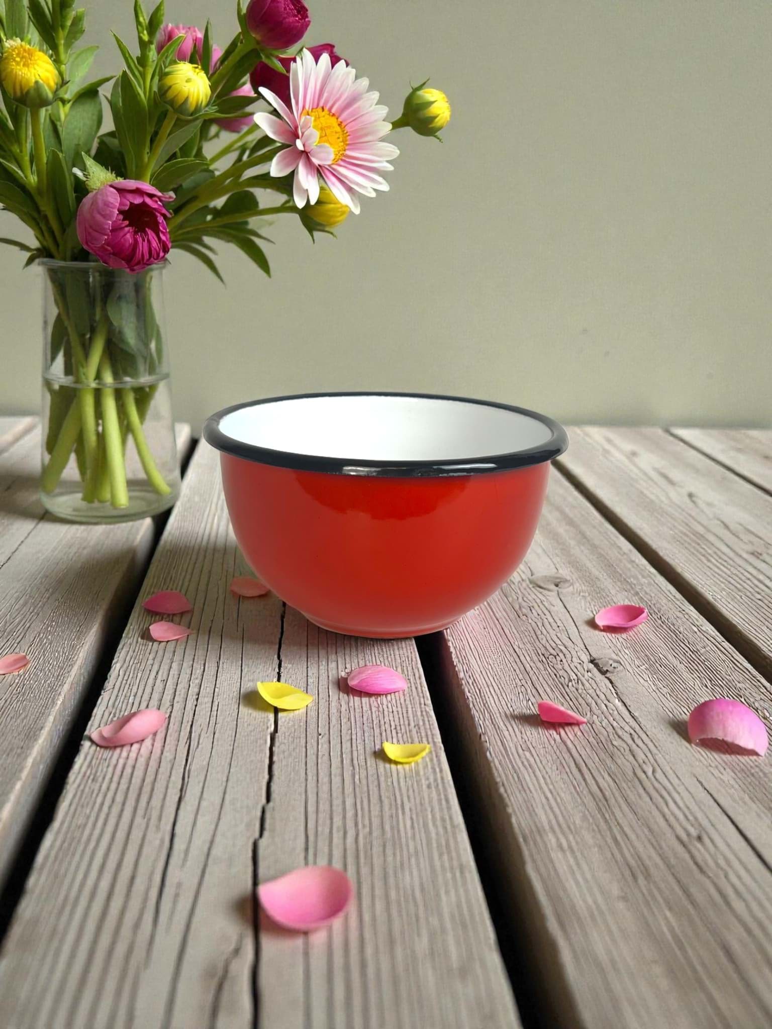 Imagine de Bol tradițional emailat, 14 cm, roșu, adânc