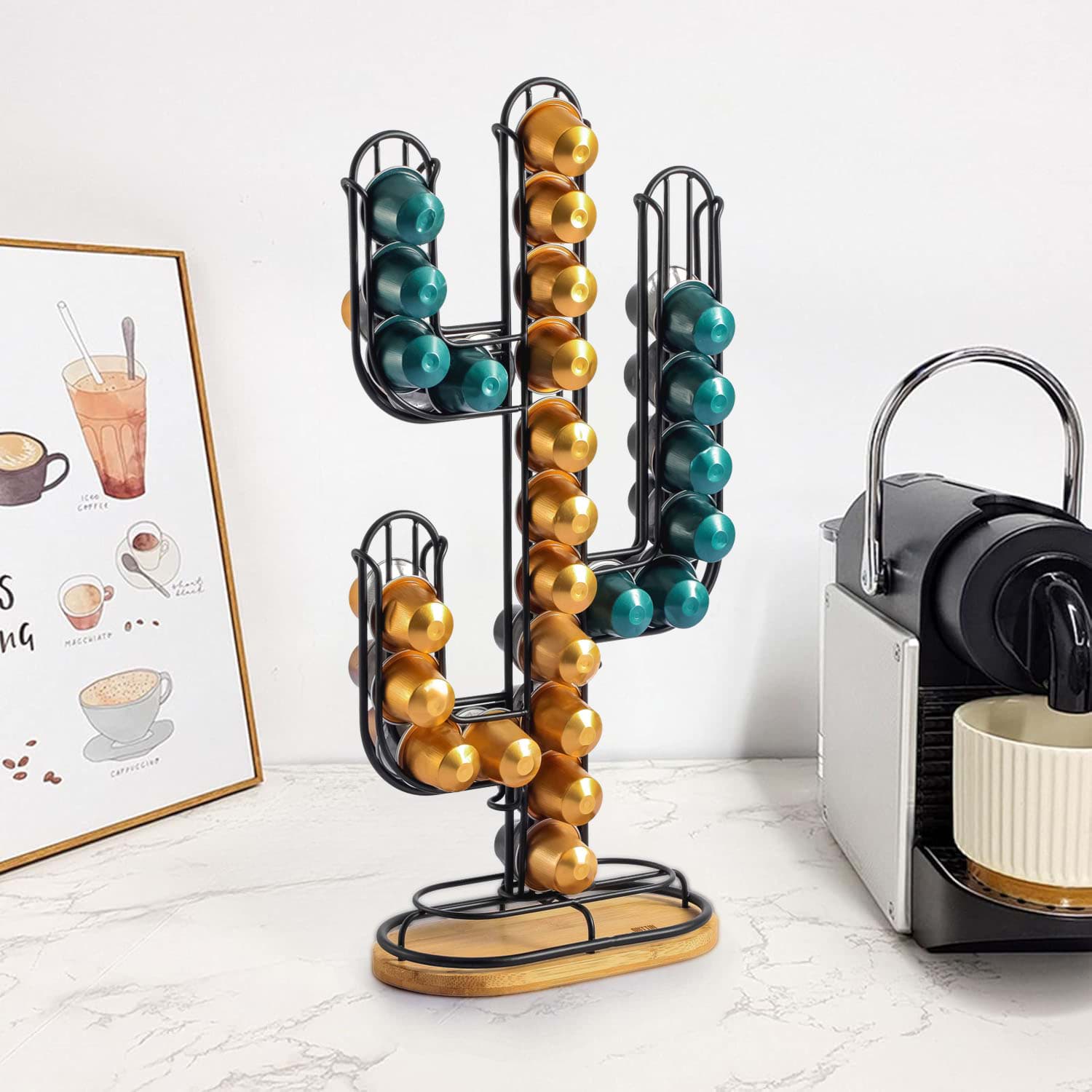 Imagine de Suport metalic pentru capsule cafea Quttin – formă cactus