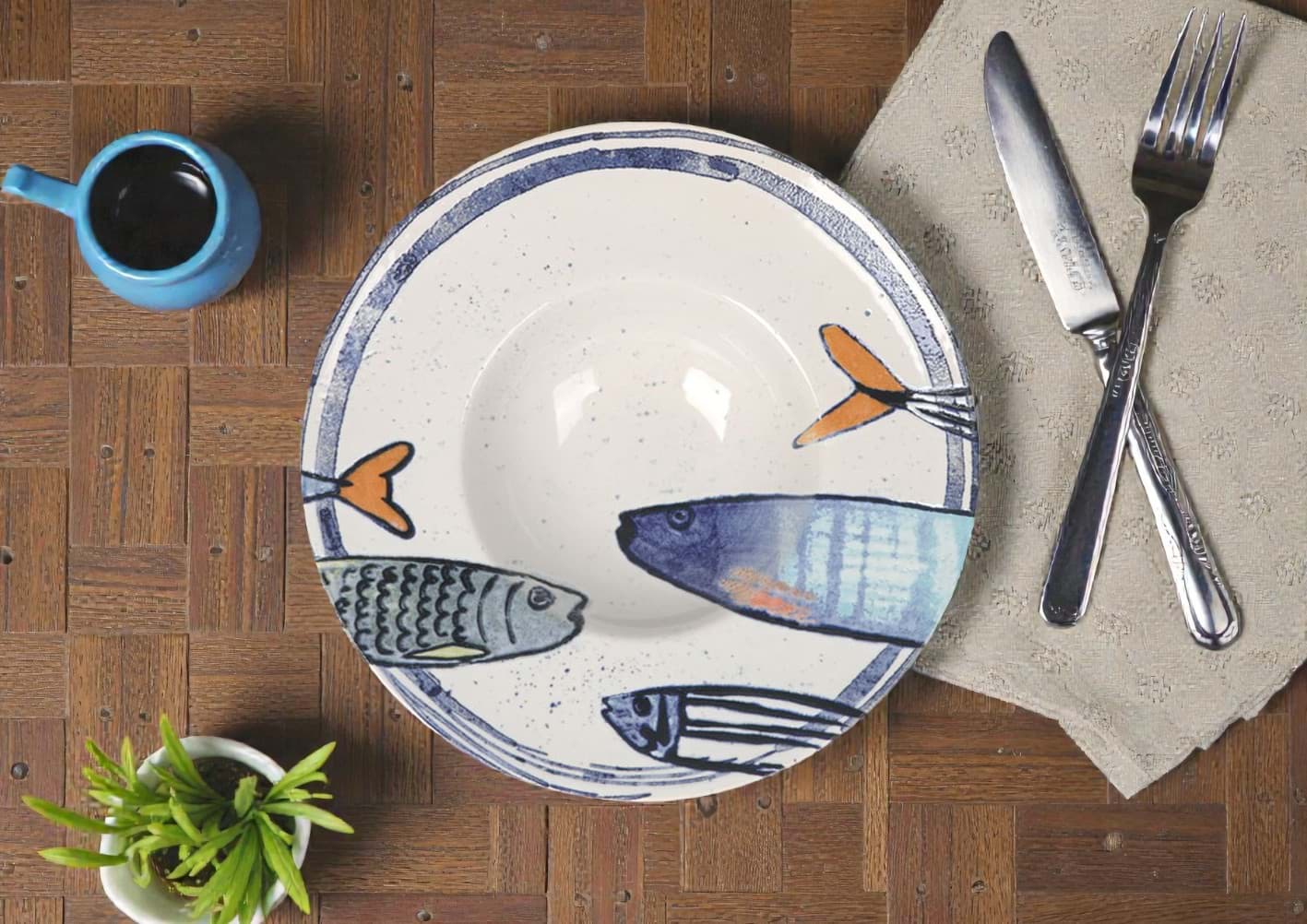 Imagine de Farfurie pentru paste și risotto Ø28 cm, model Peixe 2.0 – La Mediterranea