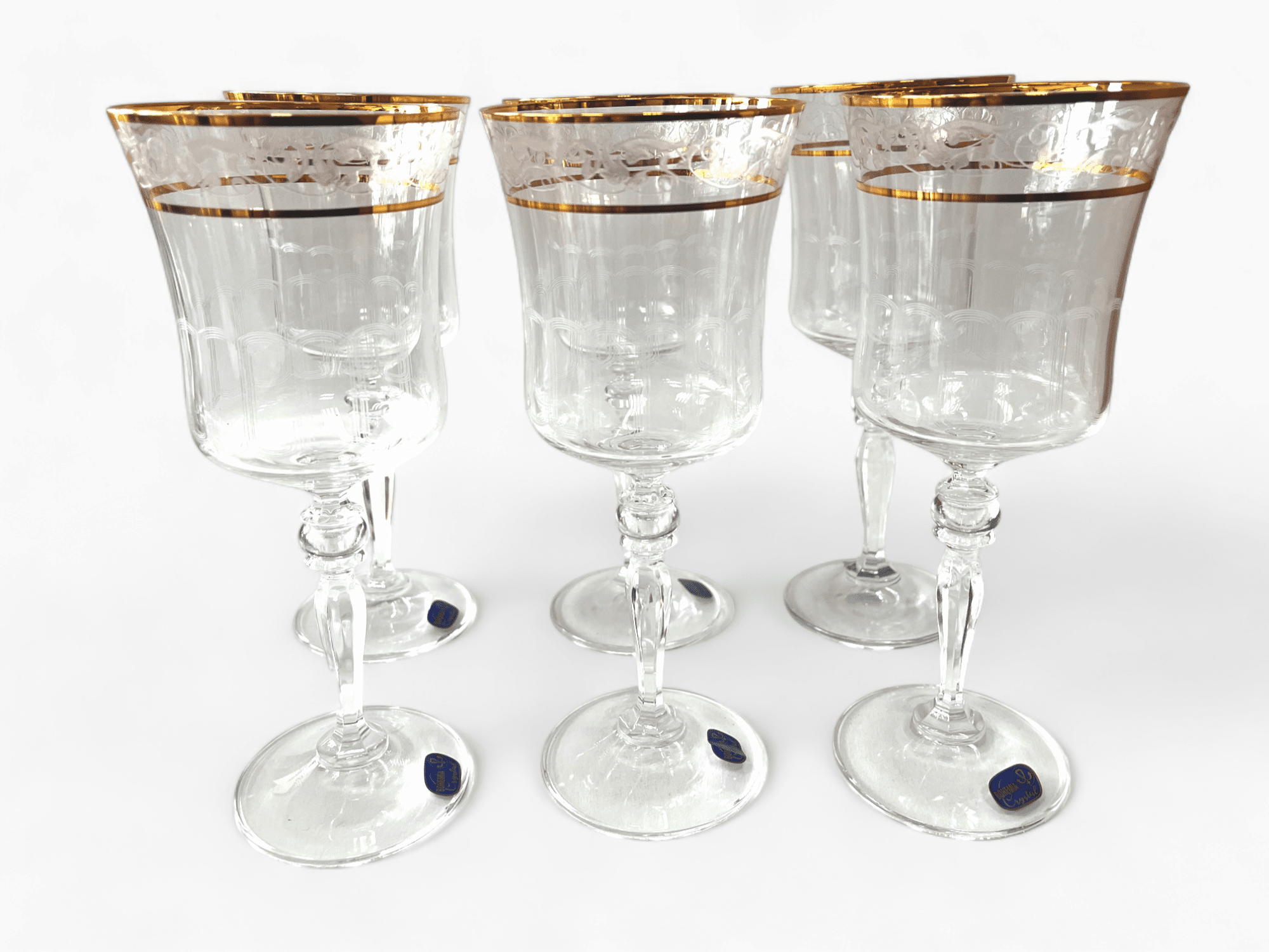 Imagine de Set de 6 pahare din cristal pentru vin cu decor auriu, Bohemia Grace 300ml