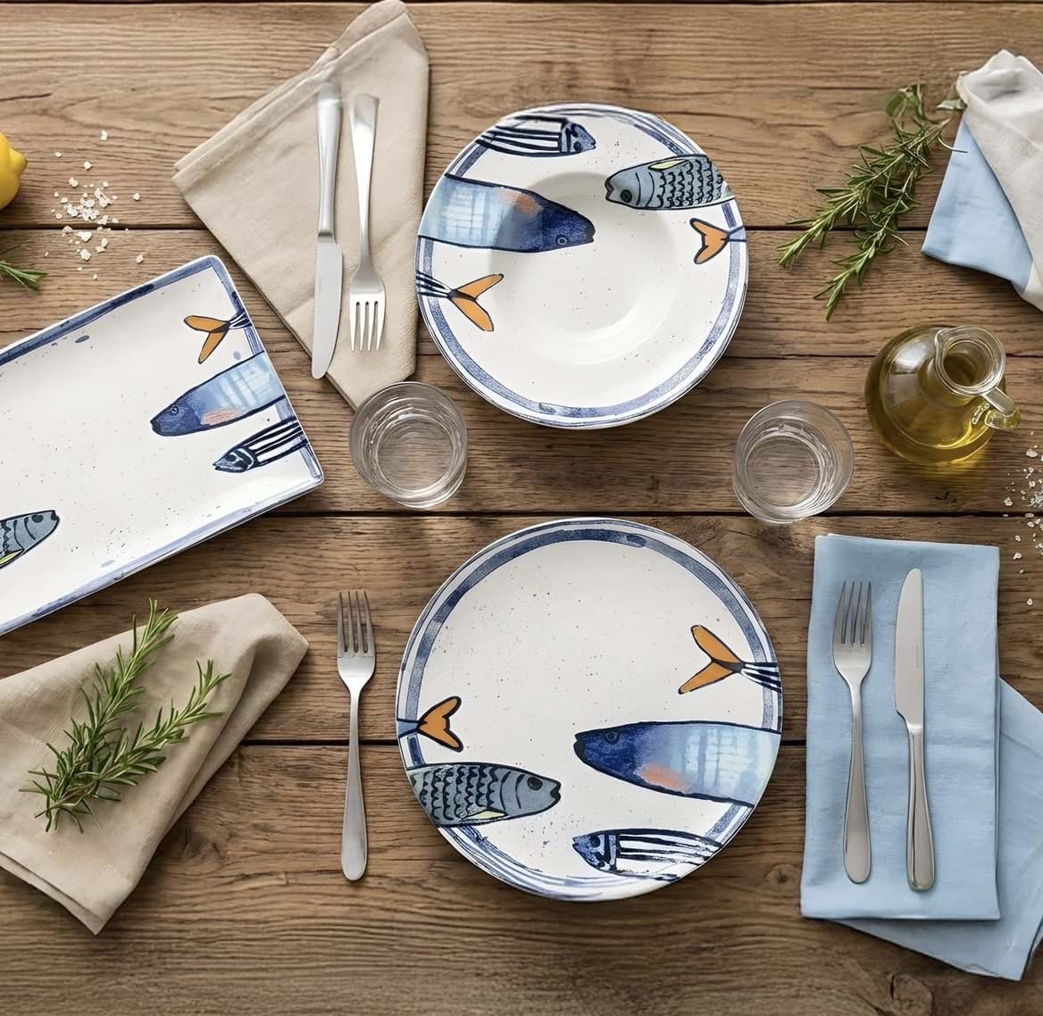 Farfurie întinsă 26 cm, model PEIXE 2.0 – La Mediterranea