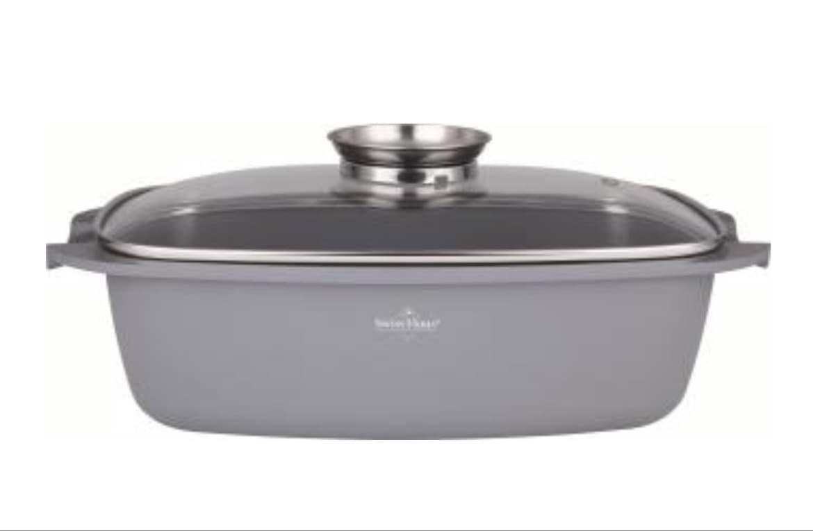 Tavă de cuptor 34 cm cu capac, gri, interior antiaderent Sapphire – Premium Collection, SwissHaus