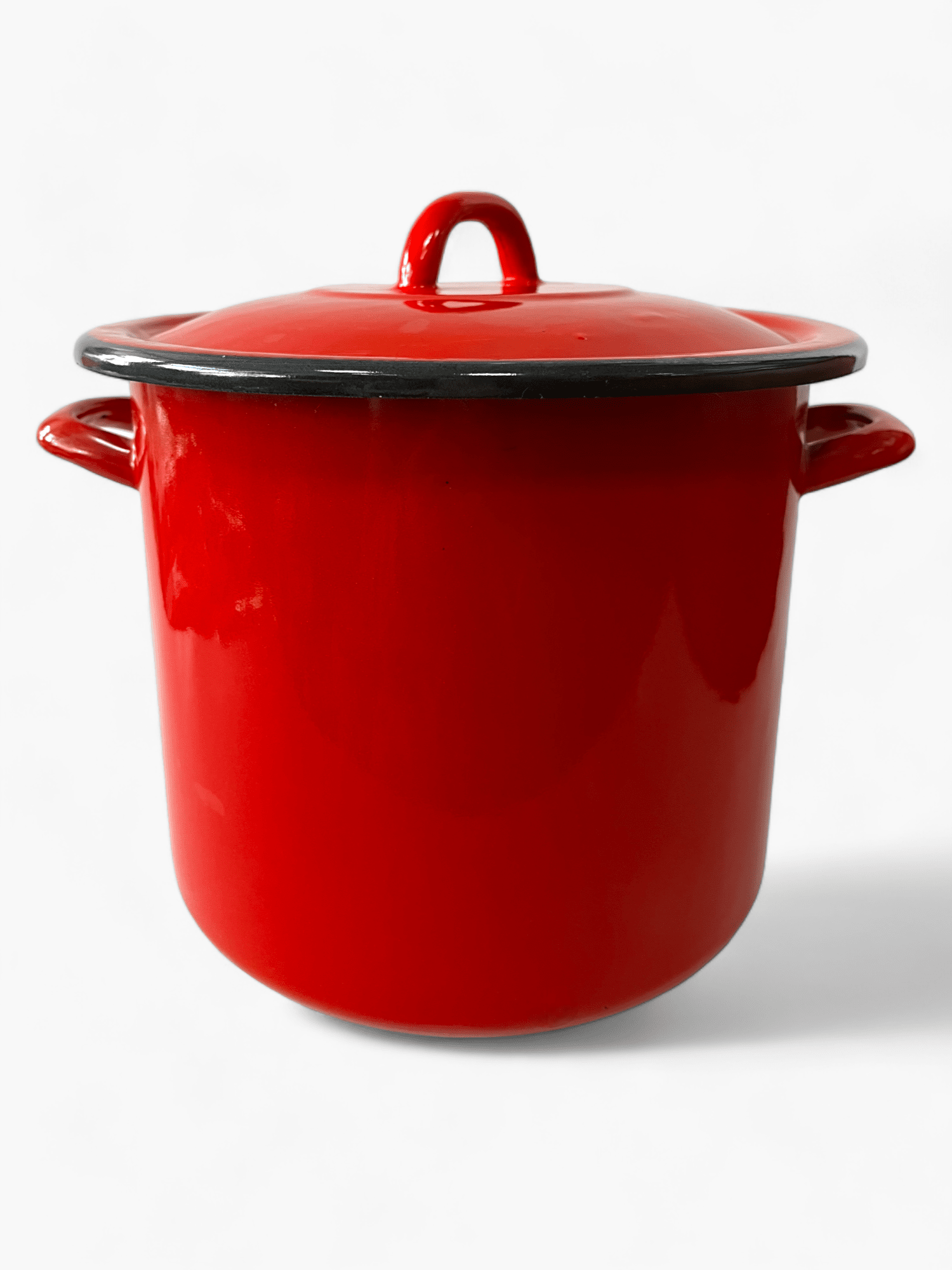 Imagine de Oală tradițională cu capac emailată roșie  7.5L