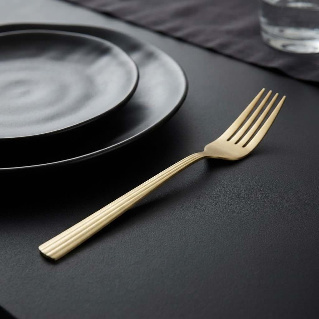 Set 2 furculițe aurii din inox, model Louvre