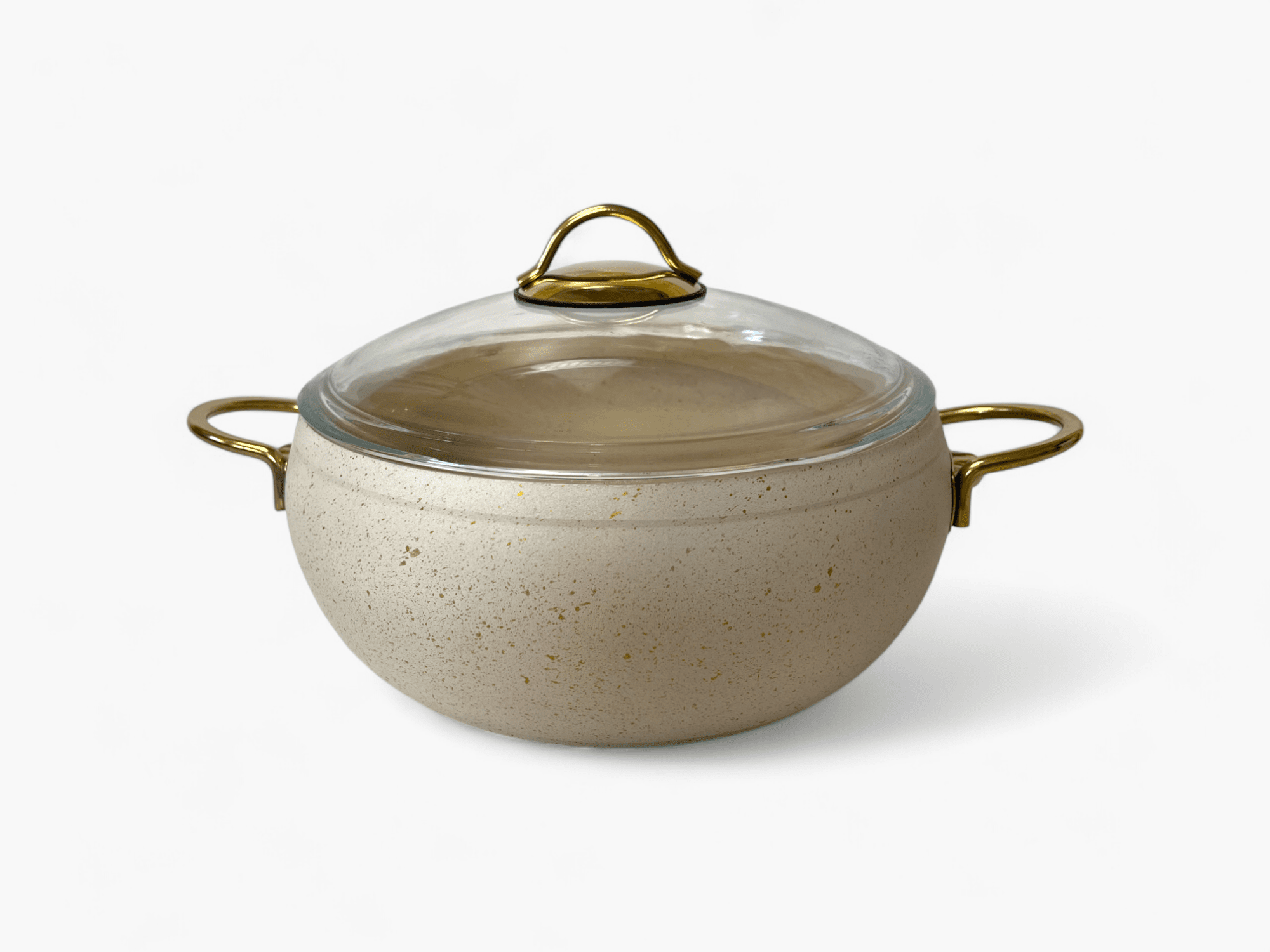 Imagine de Oală Elegantă Lavonni din aluminiu, model auriu și finisaj cu aspect de granit